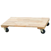 Solid Platform Wood Dolly, Rubber Wheels, 900 lbs. Capacity, 18" W x 30" D x 6" H Auto-Cam