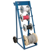 Portable Wire Reel Caddy, Steel, 4 Rod, 24-1/2" W x 49" H x 23" D, 400 lbs. Capacity Auto-Cam
