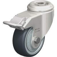 Roulette en &eacute;lastom&egrave;re thermoplastique acier inoxydable, Pivotant avec frein, Diam&egrave;tre 3-1/8" (79,5 mm), Capacit&eacute; 220 lb (100 kg) Auto-Cam
