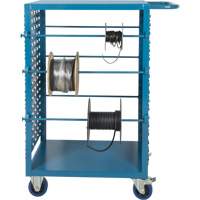 Mobile Wire Spool Cart, Steel, 6 Rod, 21" W x 48" H x 38" D, 1200 lbs. Capacity Auto-Cam