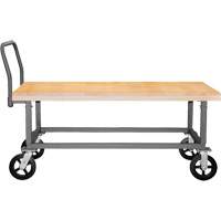 Adjustable Wood Deck Platform Truck, 48" L x 24" W, 1800 lbs. Capacity, Mold-on Rubber Casters MP759 | Auto-Cam