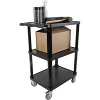 Utility Cart with Flat Shelf, 3 Tiers, 18-1/8" x 37-3/8" x 27-3/4", 330 lbs. Capacity Auto-Cam