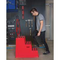 Industrial Step Stool, 3 Steps, 34-13/16" x 22-7/16" x 28-1/2" High Auto-Cam