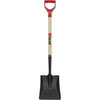 Square Point Shovel, Wood, Tempered Steel Blade, D-Grip Handle, 43-1/2" Long Auto-Cam