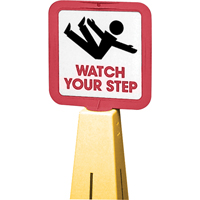 "Watch Your Step" Traffic Cone Message Label, Adhesive, English with Pictogram Auto-Cam