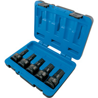 Metric Impact Bit Socket Set, Hex, 3/4" Drive, 5 Pcs Auto-Cam