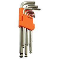 Ball End Hex Key Set, 9 Pcs., Metric Auto-Cam