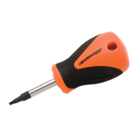 Square Recess Stubby Screwdriver, #1 Tip, Round, 3-4/5" L, Plastic/Wood/Cushion Grip Handle Auto-Cam