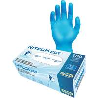 Gants d'examen EDT, Petit, Nitech, 5 mils, Sans poudre, Bleu, Classe 2 Auto-Cam