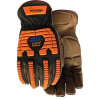 Drill Sergeant Impact Gloves, Large, Grain Leather Palm, Slip-On Cuff Auto-Cam