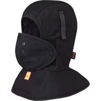 565A Flame Resistant Quilted Long Neck Hardhat Liner, Black, Cotton Auto-Cam