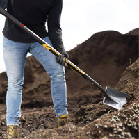 Pro Square Point Shovel, Fibreglass, Tempered Steel Blade, Straight Handle, 48" Long Auto-Cam