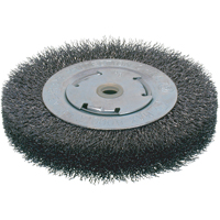 Brosses &eacute;conomiques &agrave; fils cr&ecirc;p&eacute;s - Face large, 6" dia., Fils 0.014, Arbre 2" Auto-Cam