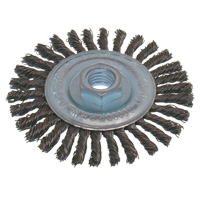 Brosses &eacute;conomiques &agrave; fil nou&eacute;s &agrave; haute vitesse pour cordons de soudure, Dia. 5", Fils 0,02", Arbre 5/8"-11, Acier Auto-Cam