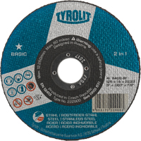 Basic 2 In 1 Cut-Off Wheel, 4-1/2" x 1/16", 7/8" Arbor, Type 1, Aluminum Oxide, 13300 RPM Auto-Cam