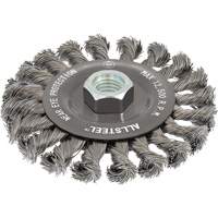 Brosse m&eacute;tallique AllSteel, Dia. 4-1/2", Fils 0,02", Arbre 5/8"-11, Acier Auto-Cam