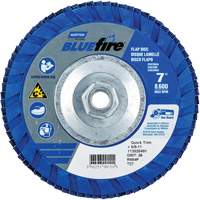 BlueFire&reg; Standard-Density Flap Disc, 7" x 5/8"-11, Type 27, P36 Grit, Zirconia Alumina Auto-Cam