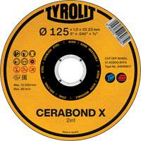 Cerabond X Cut-Off Wheel, 5" x 0.04", 7/8" Arbor, Ceramic Auto-Cam