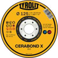 CERABOND X Cut-Off Wheel for Steel & Stainless Steel, 4-1/2" x 0.45", 7/8" Arbor, Type 1, Ceramic, 12250 RPM Auto-Cam