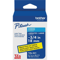 Tape Cartridge for P-touch&reg; Labeling System, 18 mm x 8 m, Black on Yellow Auto-Cam