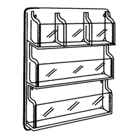 Literature Displays, Wall Mount, 9 Slots, Plastic, 30" W x 2" D x 36-7/8" H Auto-Cam