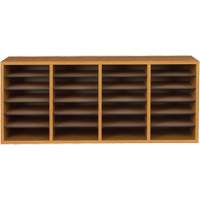 Adjustable Compartment Literature Organizer, Stationary, 24 Slots, Wood, 39-1/4" W x 11-3/4" D x 16-1/4" H OE208 | Auto-Cam
