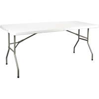 Table se pliant en deux, Rectangulaire, 72" l x 30" la, Polyéthylène, Blanc ON601 | Auto-Cam