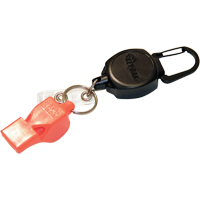 Dérouleur autorétractable pour carte d'identité et clés avec sifflet, Métal en alliage de zinc, Câble 24", Fixation Mousqueton OP294 | Auto-Cam