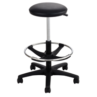 Extended-Height Stool, Drafting, Adjustable, 22" - 32", Vinyl Seat, Black Auto-Cam