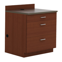 Modular Base Cabinet, 3 Drawers, 36" W x 25" D x 39" H, Mahogany Auto-Cam