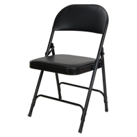Vinyl Padded Folding Chair, Steel, Black, 300 lbs. Weight Capacity Auto-Cam