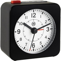 Mini-horloge et alarme sans tic-toc, Analogique, À piles, 2,3" dia., Noir OQ833 | Auto-Cam