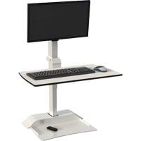 Soar™ Sit/Stand Electric Desk with Single Monitor Arm, Desktop Unit, 36" H x 27-3/4" W x 22" D, White OQ925 | Auto-Cam