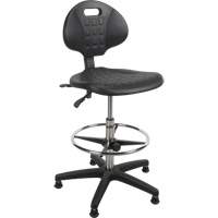 Heavy-Duty Ergonomic Stool, Stationary, Adjustable, 39” - 48”, Polyurethane Seat, Black Auto-Cam