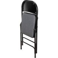 Chaise pliante de luxe en tissu rembourrée, Acier, Gris, Capacité 300 lb OR434 | Auto-Cam
