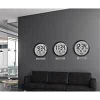 Round Digital Wall Clock, Digital, Battery Operated, 15" Dia., Black OR488 | Auto-Cam