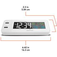 Hotel Collection Fast-Charging Dual USB Alarm Clock, Digital, Battery Operated, White OR489 | Auto-Cam