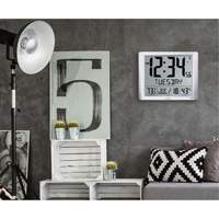 Super Jumbo Self-Setting Wall Clock, Digital, Battery Operated, Silver OR491 | Auto-Cam