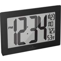 Self-Setting & Self-Adjusting Wall Clock with Stand, Digital, Battery Operated, Black OR493 | Auto-Cam