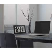 Self-Setting & Self-Adjusting Wall Clock with Stand, Digital, Battery Operated, Black Auto-Cam