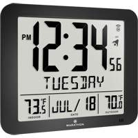 Slim Self-Setting Full Calendar Wall Clock, Digital, Battery Operated, Black OR495 | Auto-Cam