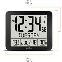 Slim Self-Setting Full Calendar Wall Clock, Digital, Battery Operated, Black OR495 | Auto-Cam
