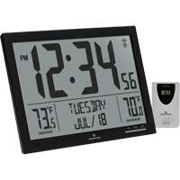Horloge à réglage automatique à calendrier complet avec de très grands caractères, Numérique, À piles, Noir OR497 | Auto-Cam