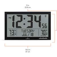 Horloge à réglage automatique à calendrier complet avec de très grands caractères, Numérique, À piles, Noir OR497 | Auto-Cam