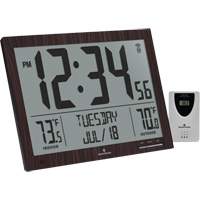 Self-Setting Full Calendar Clock with Extra Large Digits, Digital, Battery Operated, Brown OR498 | Auto-Cam