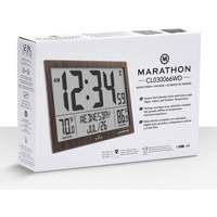 Horloge à réglage automatique à calendrier complet avec de très grands caractères, Numérique, À piles, Brun OR498 | Auto-Cam