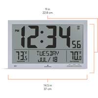 Self-Setting Full Calendar Clock with Extra Large Digits, Digital, Battery Operated, Silver OR499 | Auto-Cam