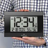 Self-Setting Digital Wall Clock with Auto Backlight, Digital, Battery Operated, Black OR501 | Auto-Cam