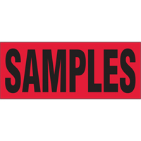 "Samples" Special Handling Labels, 5" L x 2" W, Black on Red PB424 | Auto-Cam