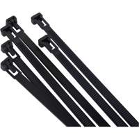 Re-Usable Cable Tie, 8" Long, 50 lbs. Tensile Strength, Black Auto-Cam